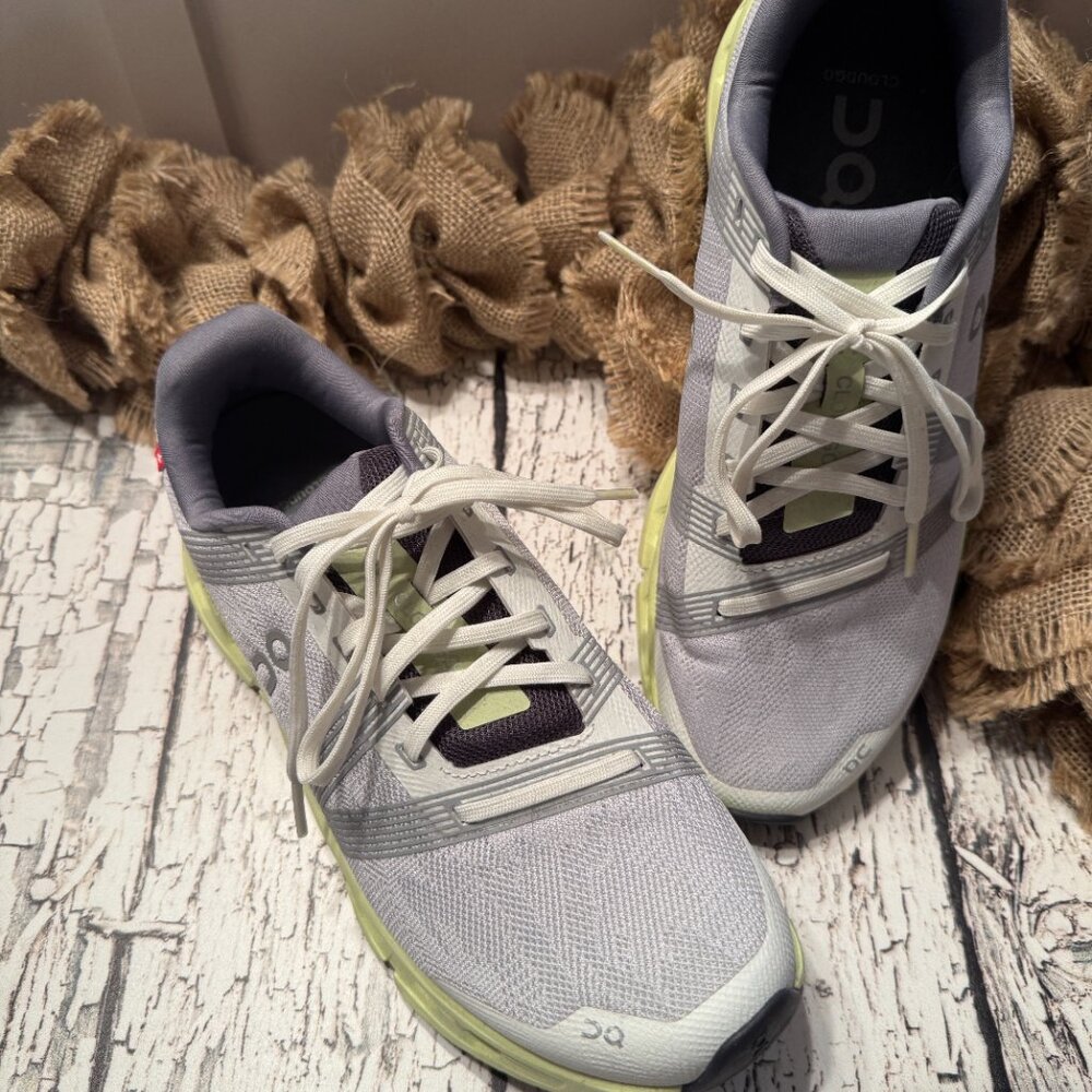 Womens On Cloud Trainers Gray Bright Green - Picture 2 of 5